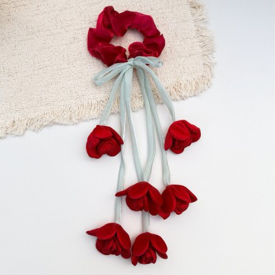 Sweet Tulip Ribbon Hair Clip-Red